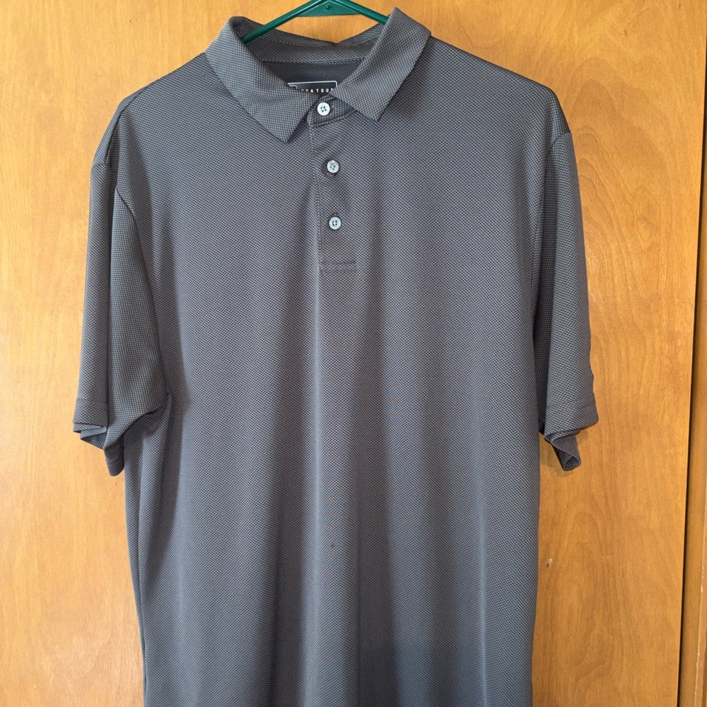 PGA Tour Men's Performance Golf Polo Shirt Size Large Gray Micro-Pattern